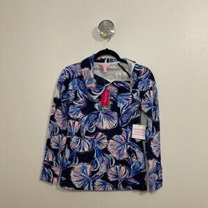 LILLY PULITZER Bright Navy In Reel Life Booker Popover Size XXS